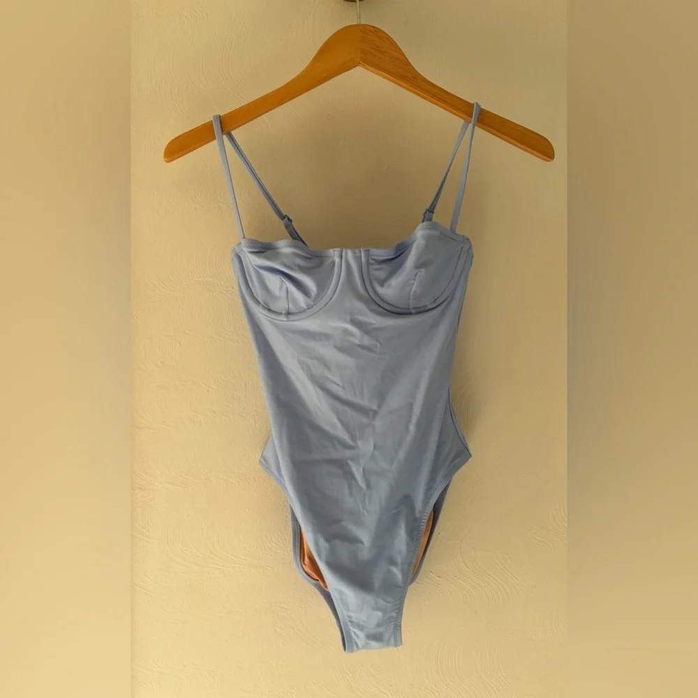 J. Crew Light Blue Molded-Cup One-Piece Swimsuit